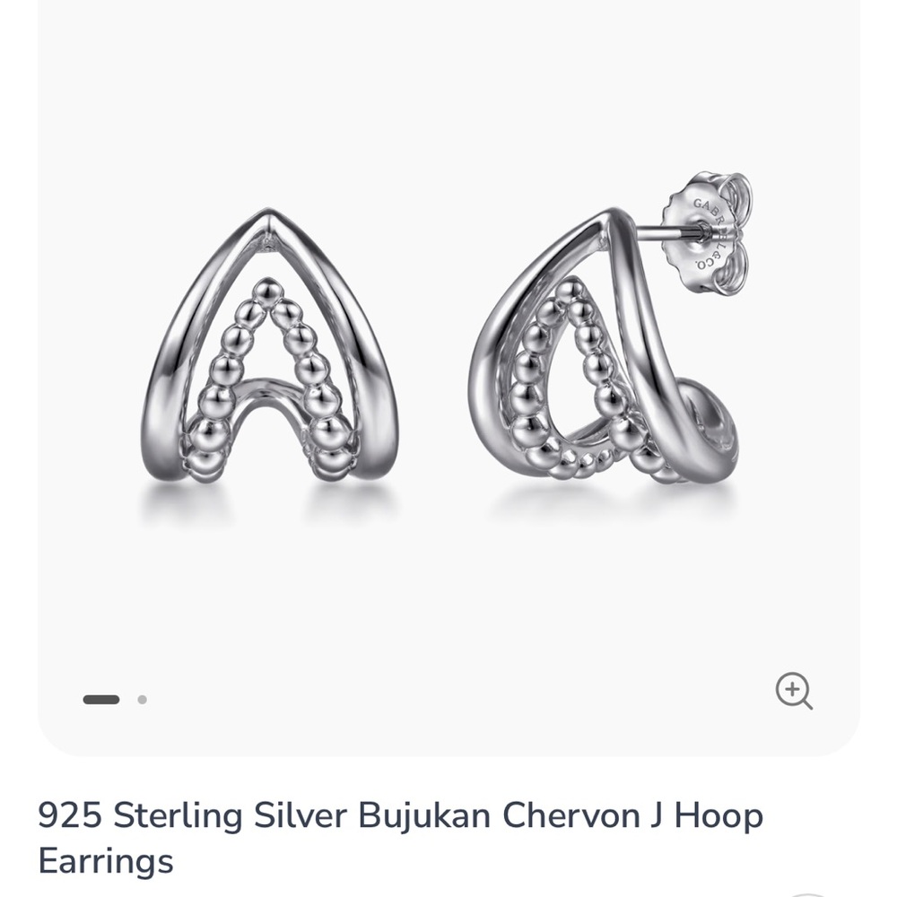 Gabriel & Co Sterling Silver Bujukan Chevron J Hoop Earrings